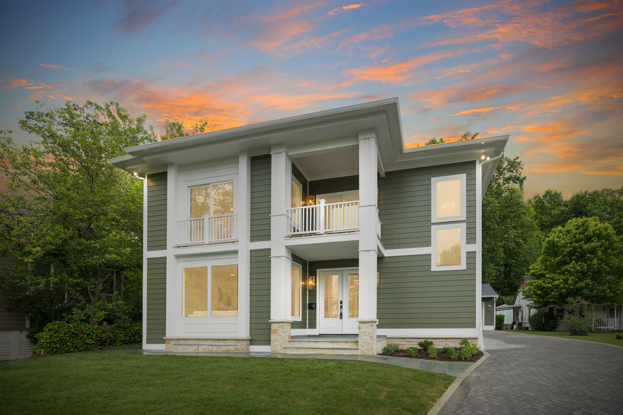 Twilight exterior of 132 N Earley Street, Alexandria