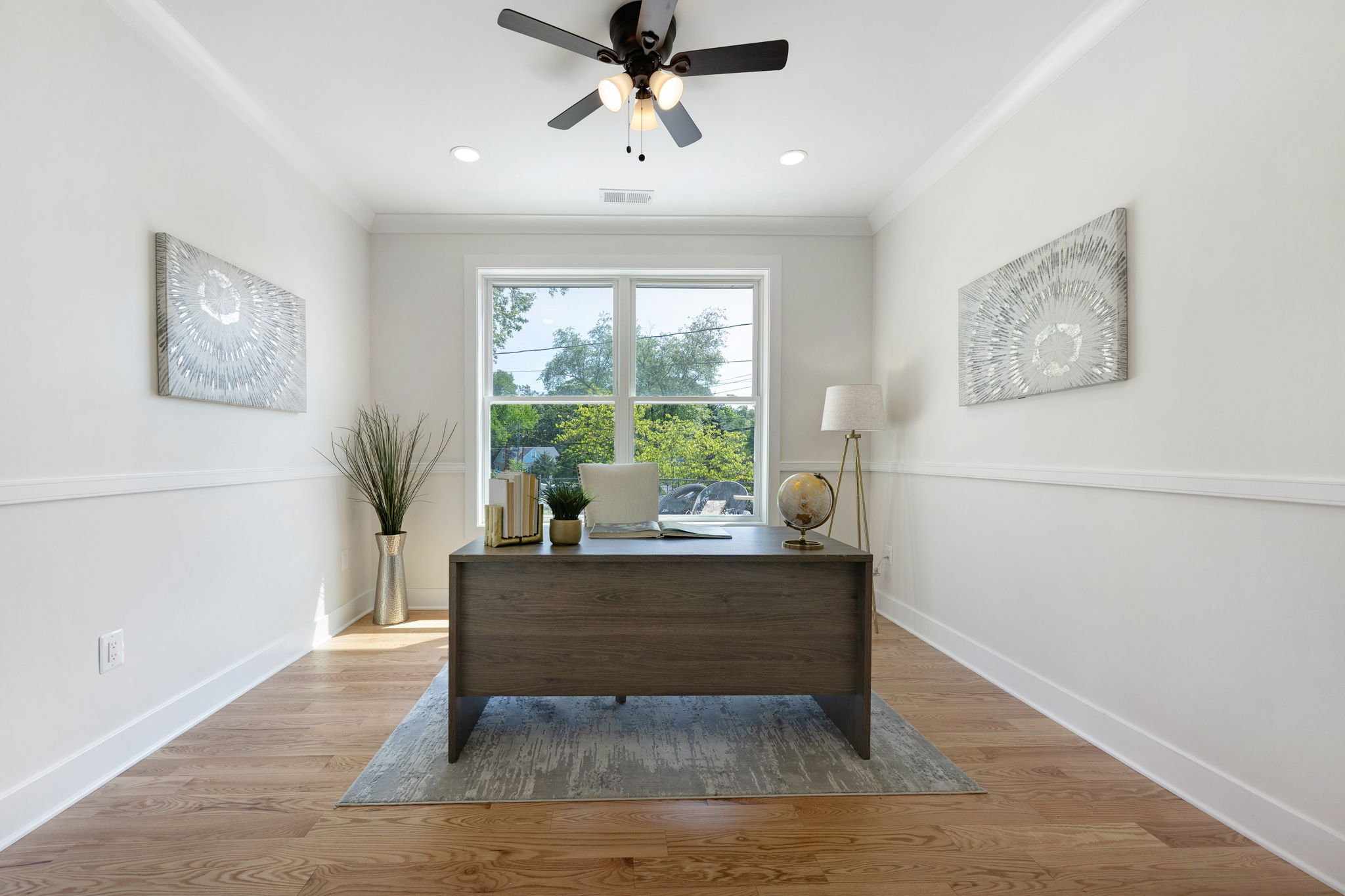 Private home office with a window