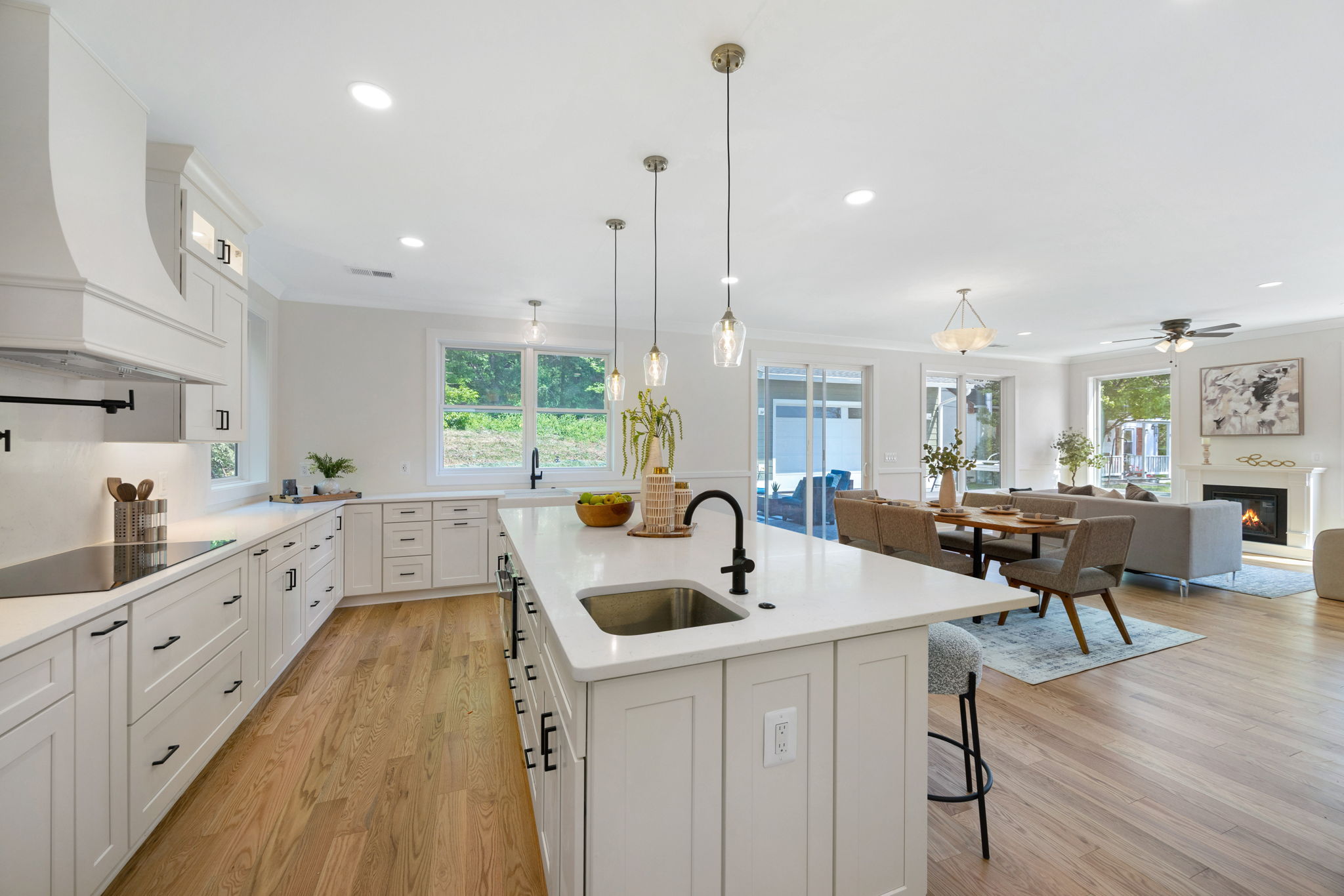 Kitchen looking toward the family and dining spaces